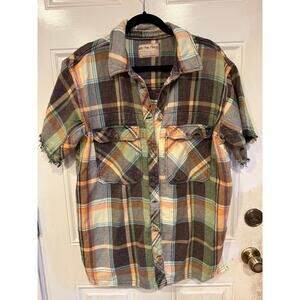 Free People We The Free Vintage Crush Short Sleeve Plaid Shirt